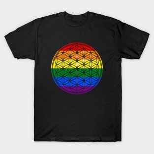 Flower Of Life Rainbow Flag Stripes T-Shirt